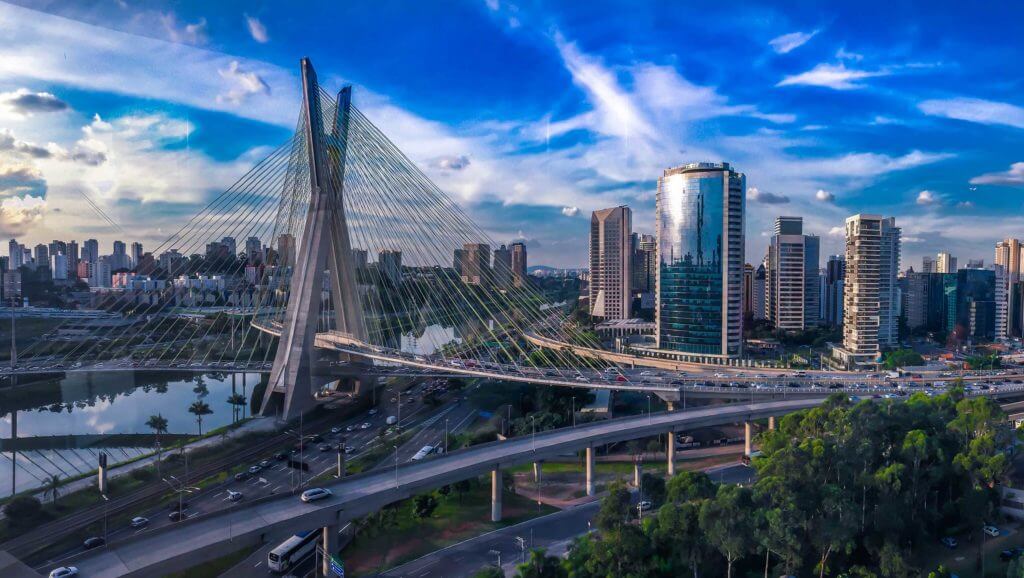 Bridges and highways intersect in Sao Paulo, Brazil