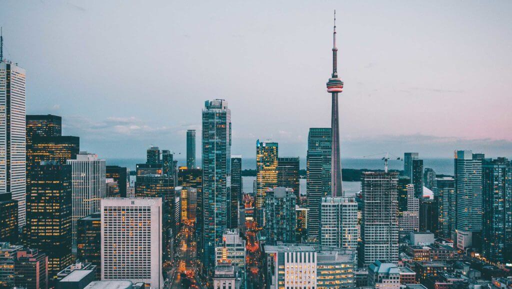 The Toronto skyline in Ontario, Canada