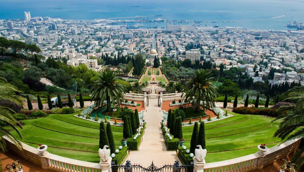 Aerial view of Jerusalem, Israel, overlooking the city and the ocean