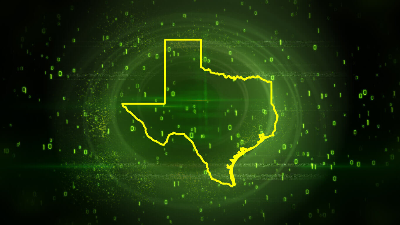 Texas state map on digital background
